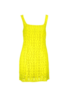 Yellow Polyester Women Sleeveless Dress - M
