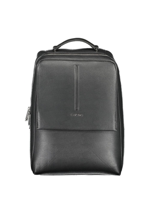 Black Polyester Men Backpack