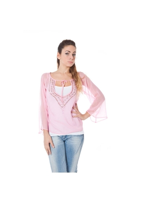 Pink Silk Women T-Shirt - S