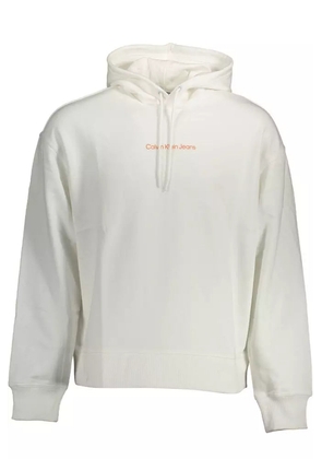 Chic White Cotton Hooded Sweatshirt with Logo Detail - S