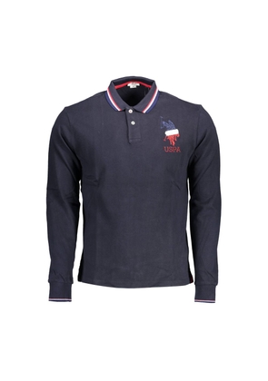 Blue Cotton Men Polo Shirt - XXL