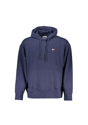 Chic Blue Hooded Sweatshirt with Logo Detail - S