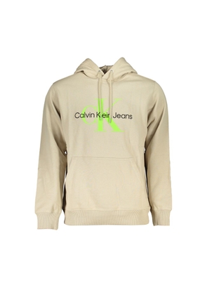 Beige Hooded Cotton Sweatshirt - S
