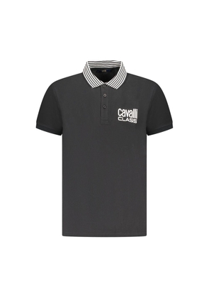 Black Cotton Men Polo Shirt - M
