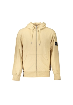 Elegant Beige Zip Hooded Sweatshirt - S
