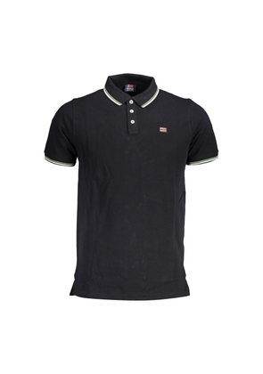 Black Cotton Men Polo Shirt - M