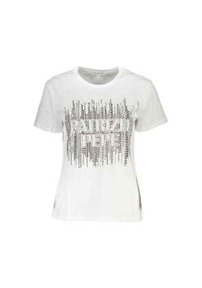 Elegant Short Sleeve Crew Neck Tee with Logo - XS