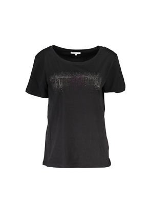 Chic Short Sleeve Wide Neck Tee with Contrast Details - XS