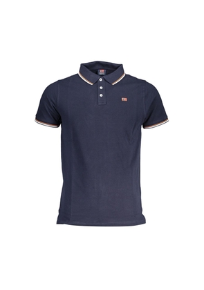 Blue Cotton Men Polo Shirt - M