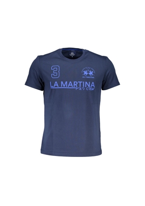 Blue Cotton Men T-Shirt - M