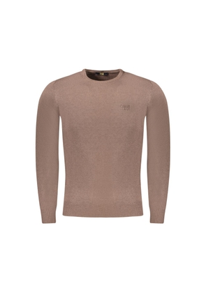 Brown Viscose Men Sweater - M