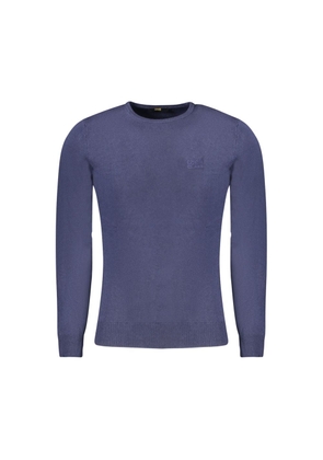 Blue Viscose Men Sweater - M