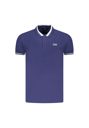 Blue Cotton Men Polo Shirt - M