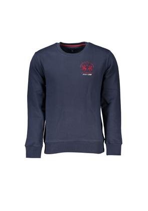 Chic Blue Crew Neck Embroidered Sweatshirt - L