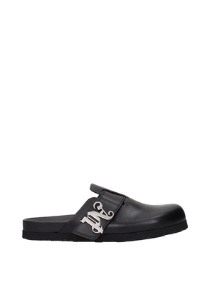 Palm Angels Black Leather Slippers - EU40/US7