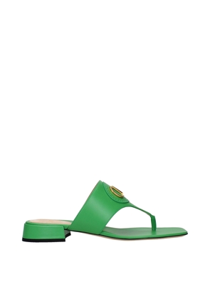 Valentino Garavani Green Leather Flip-Flop Sandals - EU37/US7