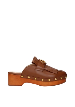Valentino Garavani Brown Leather Slippers - EU36/US6