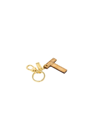 Beige Leather Keychain