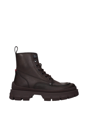 Moncler Brown Leather Ankle Boots - EU40.5/US7.5