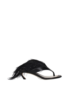 Lanvin Black Leather Flip-Flop Sandals - EU36/US6