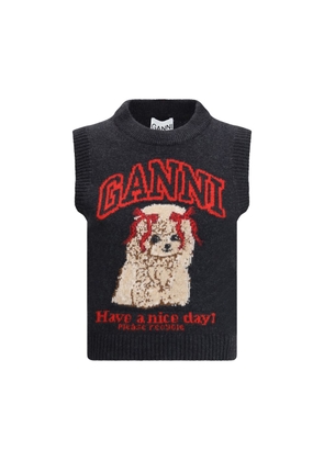 Ganni Black Wool Top - L