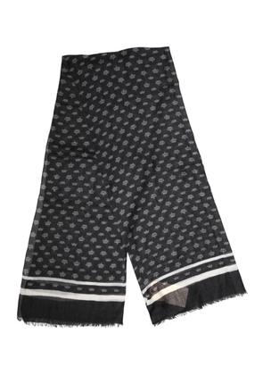 Dolce & Gabbana Black Crown Cashmere Neck Wrap Shawl Scarf