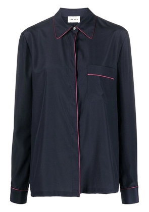 PAROSH seam-detail button-up shirt - L NAVY BLUE