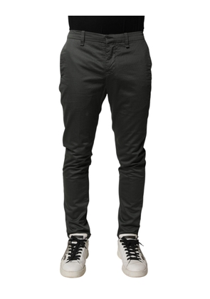 Dondup Dark Gray Cotton Mid Waist Skinny Men Chino Trouser Pants - W32