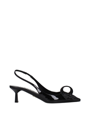 Prada Black Leather Stiletto Heel Sandals - EU37/US7