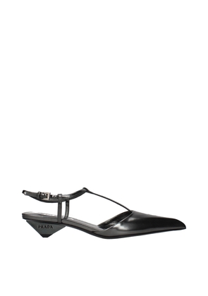 Prada Gray Leather Flat Sandals - EU36.5/US6.5