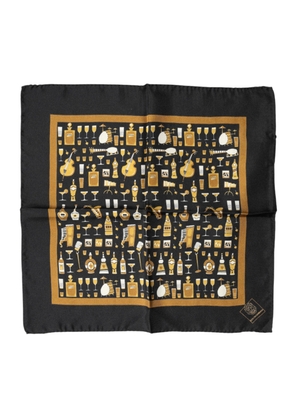 Dolce & Gabbana Black Jazz Club Square Handkerchief Scarf