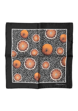Dolce & Gabbana Black Orange Print Square Handkerchief Scarf