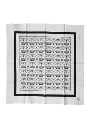 Dolce & Gabbana White Crown Cotton Men Square Foulard Scarf