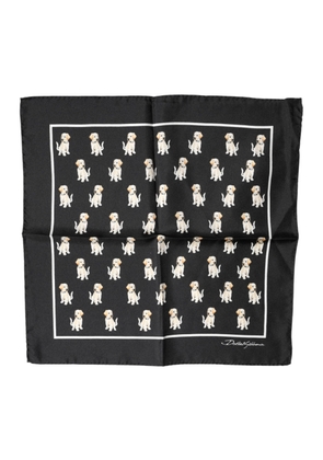 Dolce & Gabbana Black Dog Print Square Handkerchief Scarf