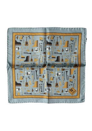 Dolce & Gabbana Blue Jazz Club Square Handkerchief Scarf
