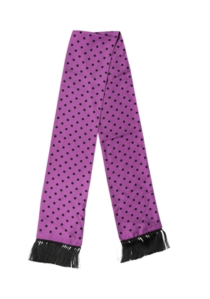 Dolce & Gabbana Violet Polka Dot Fringes Neck Foulard Scarf