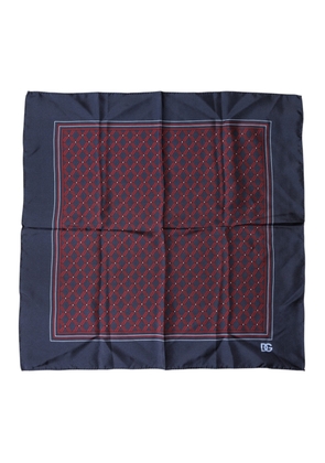 Dolce & Gabbana Blue Red Patterned Silk Square Foulard Scarf