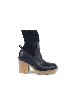 Tommy Hilfiger Blue Leather Ankle Boots - EU38/US8