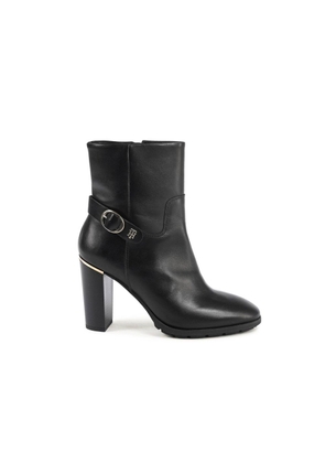 Tommy Hilfiger Black Leather Ankle Boots - EU39/US9