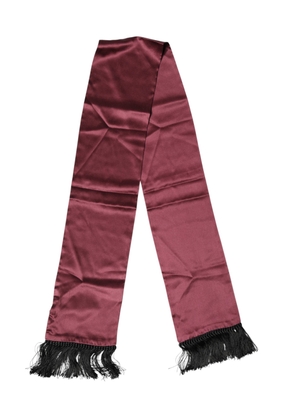 Dolce & Gabbana Maroon Silk Satin Fringes Neck Foulard Scarf