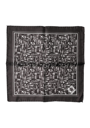 Dolce & Gabbana Brown Jazz Club Square Handkerchief Men 32cm x 31cm Scarf