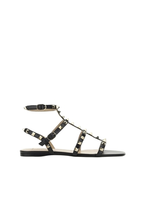 Valentino Garavani Black Calfskin Flat Sandals - EU35/US5