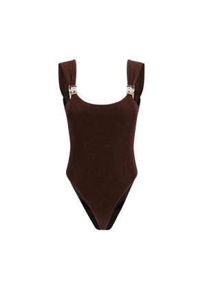 Oséree Brown Polyamide One-Piece Swimsuit - L