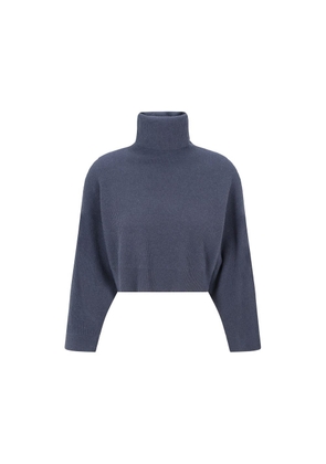 Brunello Cucinelli Blue Cashmere Turtleneck - L