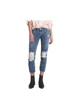 One Teaspoon Blue Cotton Cropped Jeans - W30