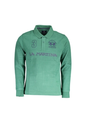 La Martina Green Cotton Men Polo Shirt - XL