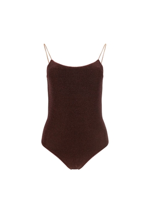 Oséree Brown Metal One-Piece Swimsuit - L