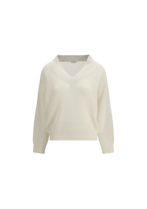 Brunello Cucinelli Cream Cashmere Cashmere Sweater - M