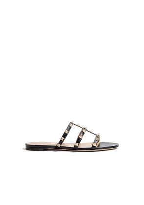 Valentino Garavani Black Calfskin Flat Sandals - EU34/US4
