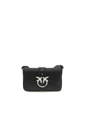 PINKO Black Calf Leather Bos Taurus Shoulder Bag